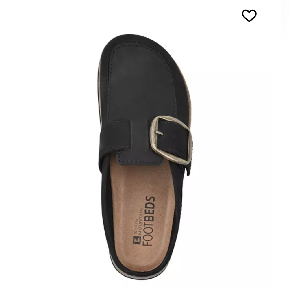 White Mountain Bueno Mule Blackless Black Suede Leather Cork Platform Sz 7-8.5 - Picture 2 of 16
